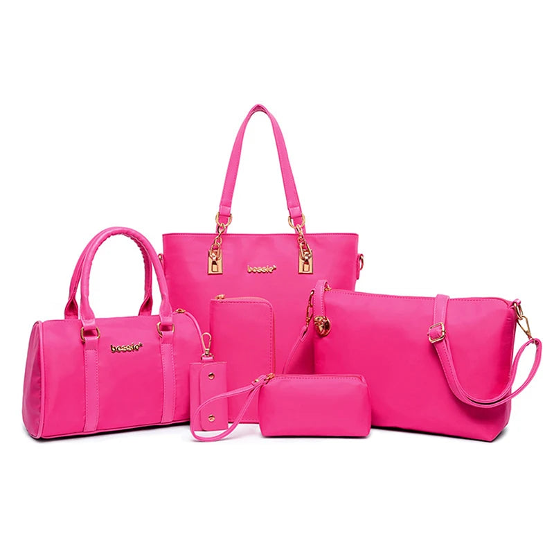 6PCS/SET Women Nylon Handbags Shoulder Crossbody Bag Purse Wallet Women Envelope Messenger Bags Female Composite Bag Fashion