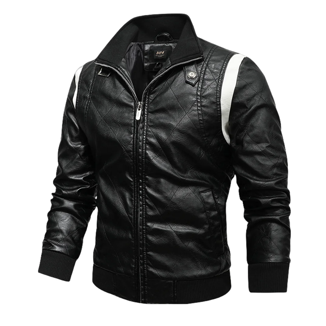 Men's Motorcycle Biker Leather Jackets Scorpion Embroidery PU Coat Spring Autumn Fashion Stand Collar Leather Jacket