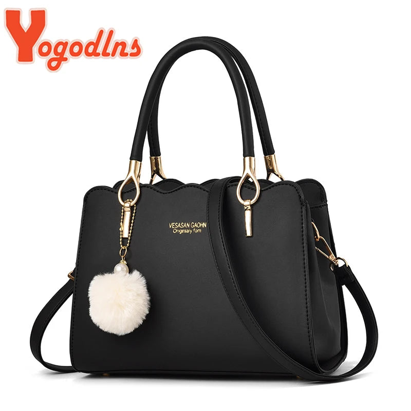 Yogodlns Women Handbags Ladies Large Tote Bag Female Square Shoulder Bags Bolsas Femininas Sac PU Leather Hairball Crossbody Bag