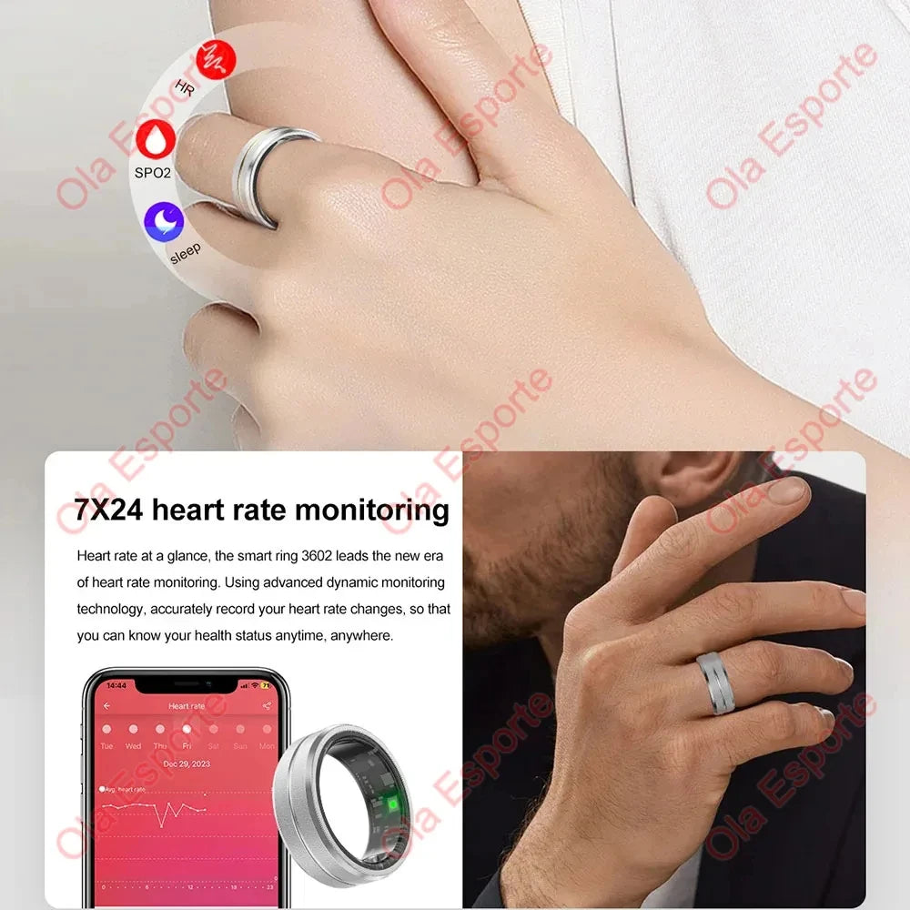 Ola Esporte Smart Ring Military Grades Titanium Steel Shell Health Monitoring Waterproof Multi-sport Modes Ceramics SmartRing