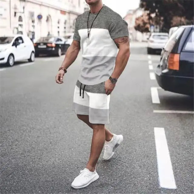 3D Casual Men's T-shirt Set Sportswear For Male Oversized Clothing Short Sleeve Shorts Suit Men T-shirt Suit Summer Beach Shorts