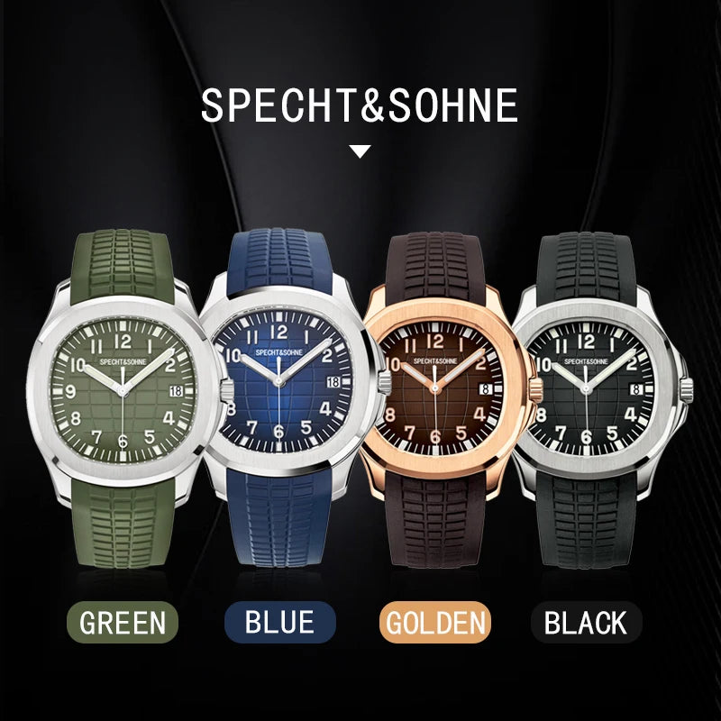 2023 Luxury Specht&Sohne Automatic Watches For Men Rubber Strap Miyota 8215 Movt Classic Sport Wrist Watch Relogio Masculino