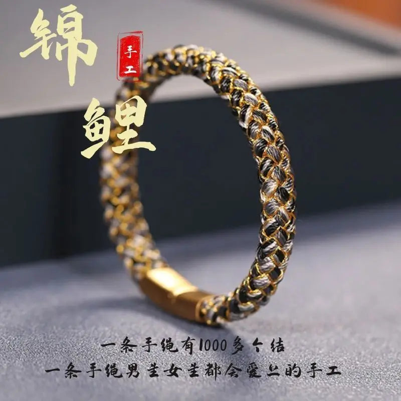 Chinese Style Dragon Scales Knot Hand Rope Hand Woven Original Design Animal Year Koi Bracelet Men's And Women's Gift Handstring