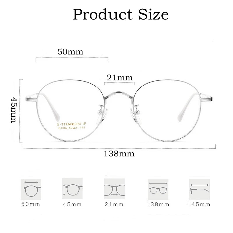 YIMARUILI New Ultra-light High Quality Pure Titanium Eyewear Men Retro Round Decorative Optical Prescription Glasses Frame Women