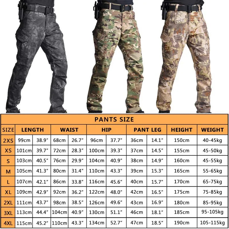 HAN WILD Tactical Pants Military Combat Army Cargo Hiking Pants Waterproof Ripstop Army Camouflage Pants Airsoft Hunting Clothes