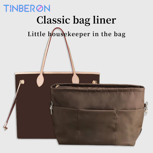 TINBERON Makeup Bag Handbag Organizer Lining Nylon Bag Liner Cosmetic Bag Fits For Luxury TOTE Bag PM MM GM Insert Bag Organizer