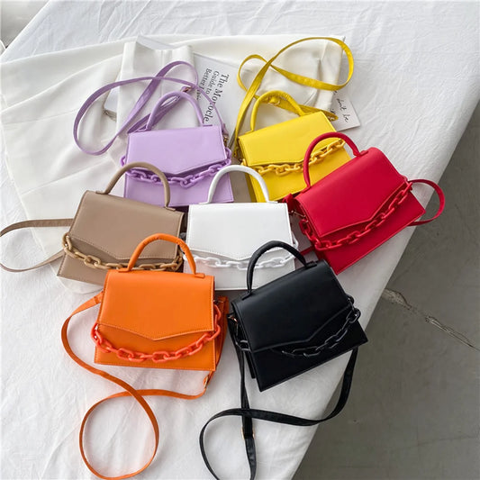 7 Colors Women Bag Chain Small Female Bag New Girl Crossbody Shoulder Messenger Bag Handbag Purse Pure Candy Color Hand Bag 2024