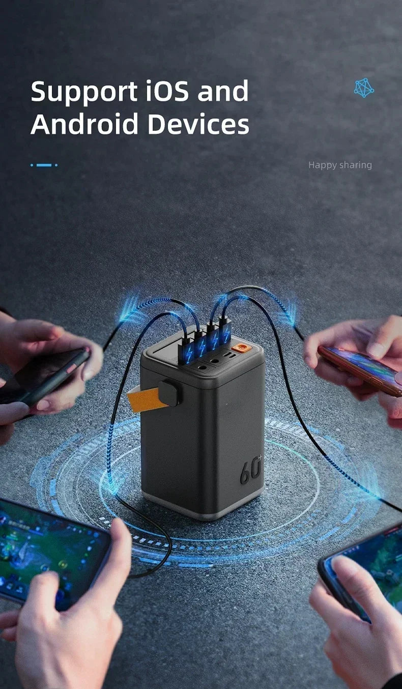 High-capacity High-quality Outdoor Emergency Portable Mobile Power Supply Mobile Phone Charger 60000Mah Power Bank+Free Shipping