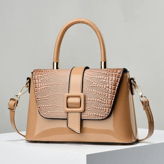Brand Ladies Small Square Bag Luxury Bright Leather Handbags Designer Ladies Shoulder Hand Bags Trend 2024 Women Crossbody Bags