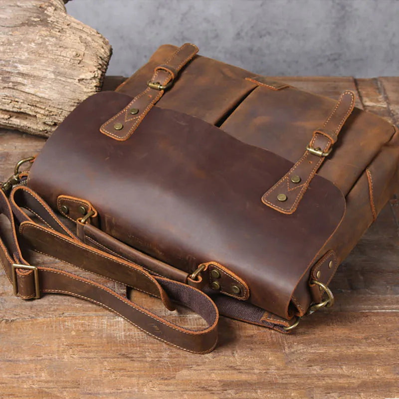 Luufan Men's Briefcase Genuine Leather A4 File Document Handbag Male Soft Cow Leather Laptop Shoulder Bag Business Computer Bag