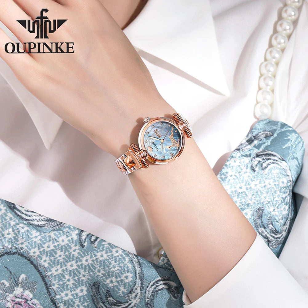 OUPINKE Luxury Automatic Mechanical Watches for Women Waterproof Bracelet Watches Set Ladies Wristwatches Reloje Para Mujer 3180