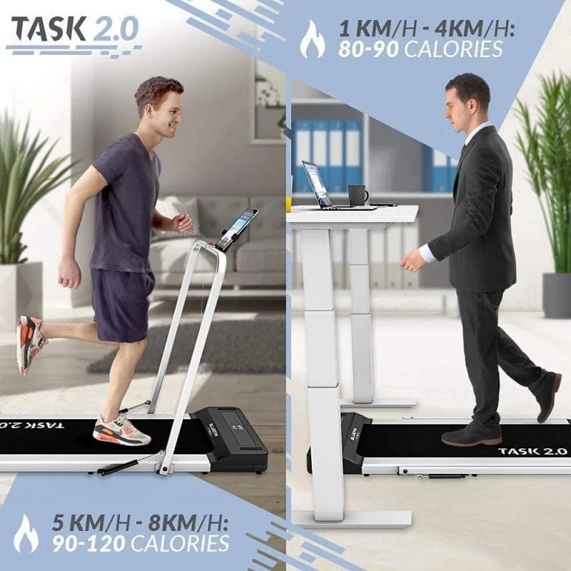 Bluefin Fitness Task 2.0 2-in-1 Folding Under Desk Treadmill | Home Gym Office Walkpad | 4.97mi/h | Joint Protection Tech | Smar