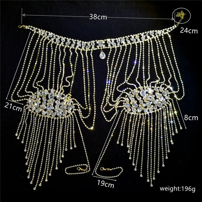 Dropship New Luxury Bridal Shoulder Chains Noble Wedding Body Chian Big Necklace Jewelry Full Rhinestone Women Necklaces Straps