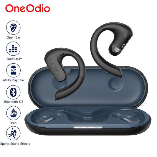 Oneodio OpenRock S Air Conduction Bluetooth 5.3 Earphones Open Ear Wireless Headphones Sports Earbuds TWS With 4 AI Mics 60Hr