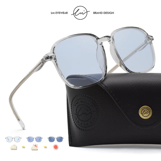 LM Square Photochromic Sunglasses Women Polarized Day Night Vision Glasses Men Transparent Frame Driving Chameleon Sun Glases