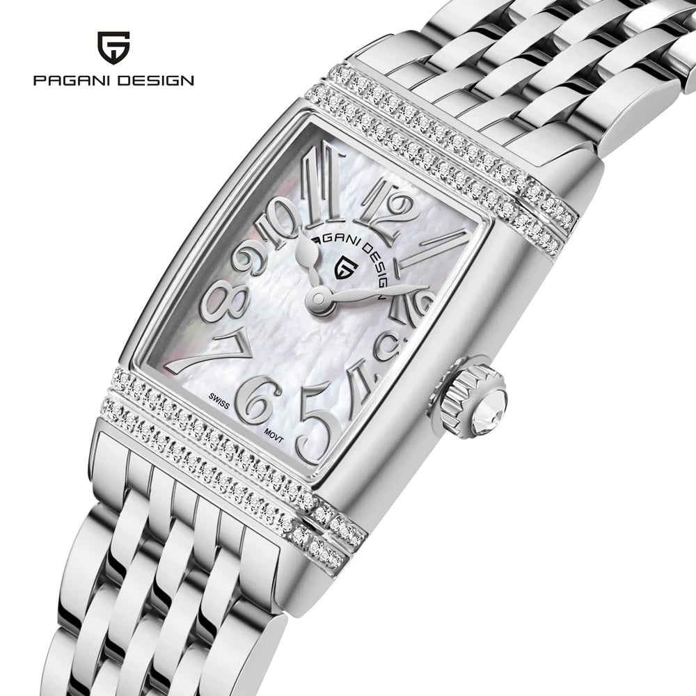 2024 NEW PAGANI DESIGN Women Stainless Steel Rhinestone Watch Silver Bracelet Quartz Waterproof 50M Lady Business Analog Watches