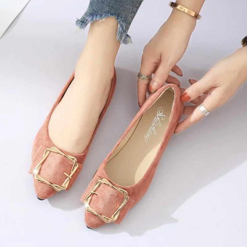 Women Pointed Shallow Flats Luxury Elegant Pumps Woman Loafers Autumn Moccasins Ballerinas Soft Casual Shoes Ladies Wholesale