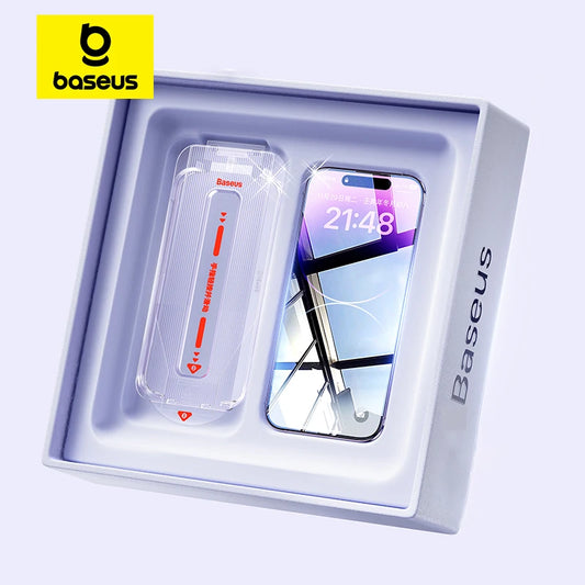 Baseus 0.4mm Corning Tempered Glass for iPhone 15 14 13 12 Pro Max Screen Protector for iPhone XR X XS Max Easiest Installation