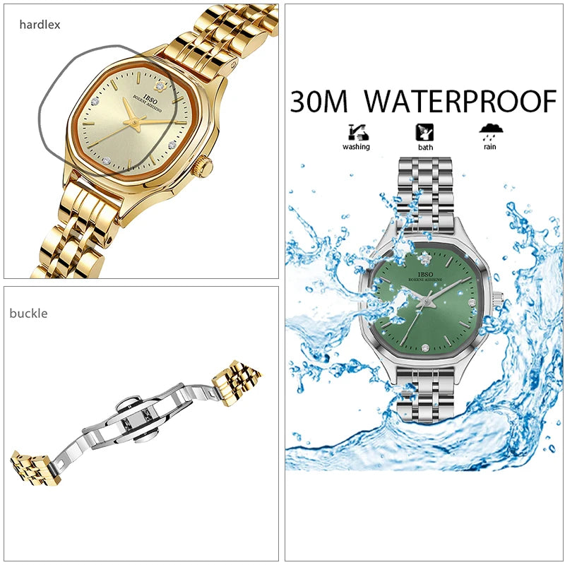 Luxury Gold Watches Women Small Dial Steel Waterproof Quartz Female Hand Clock Blue Vintage Original Ladies Wristwatches Silver