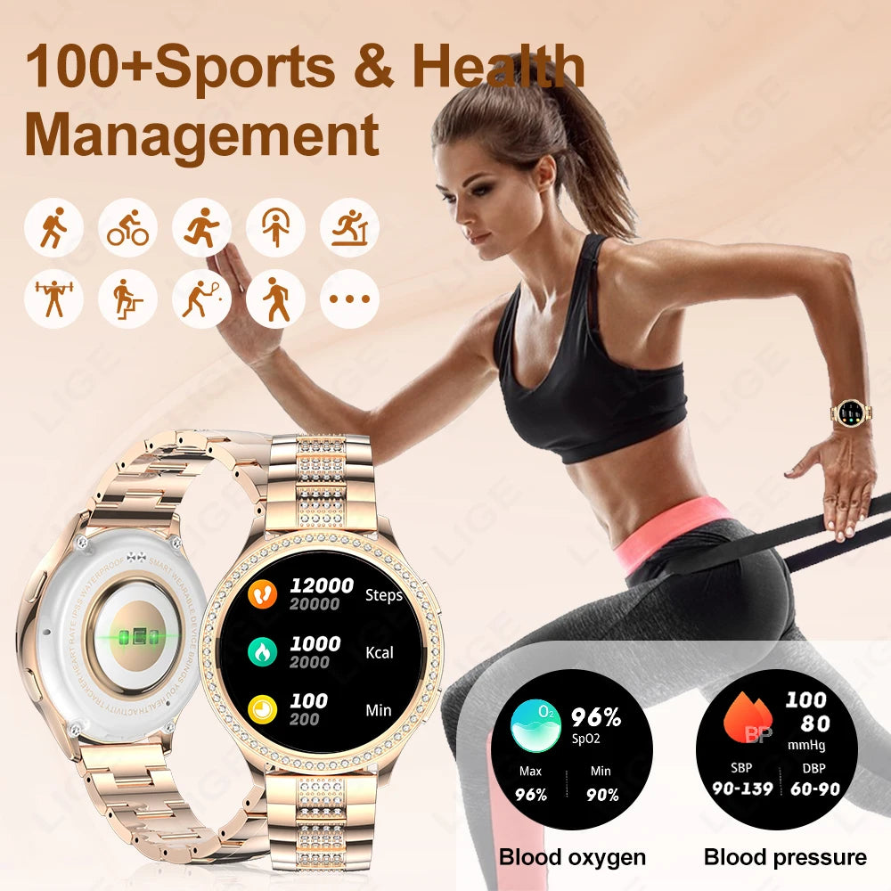 LIGE New Fashion Bluetooth Call Smart Watch Women Physiologic Function Sports Bracelet Waterproof Custom Dial Smartwatch Ladies