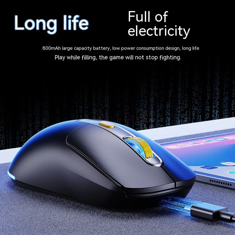 Yunmo Sr7 Wireless Bluetooth Three Mode Lightweight Mouse 8000dpi Gaming Mouse Longtime Service Type-c Charging Esport Mouse