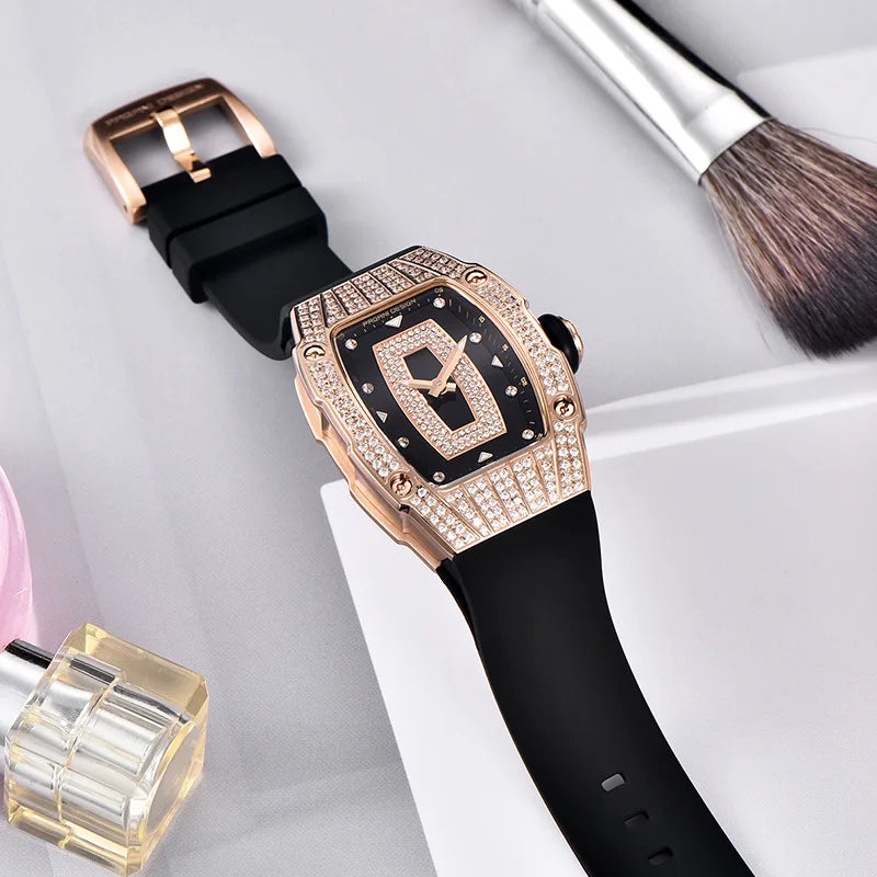 PAGANI DESIGN Luxury Women Fashion Tonneau Quartz Watch Swiss Ronda Movt Diamond Studded Ladies Elegant Wristwatch Montre Femme