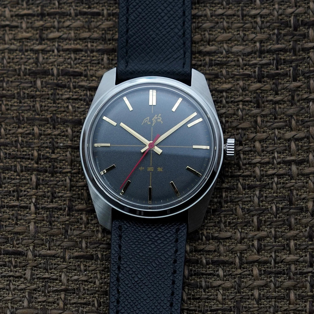 Merkur Salmon Dial Watch Vintage 70S CLASSIC CROSS LINE DIAL Original Design Handwind Mechanical Watch for Men Relogio Masculino