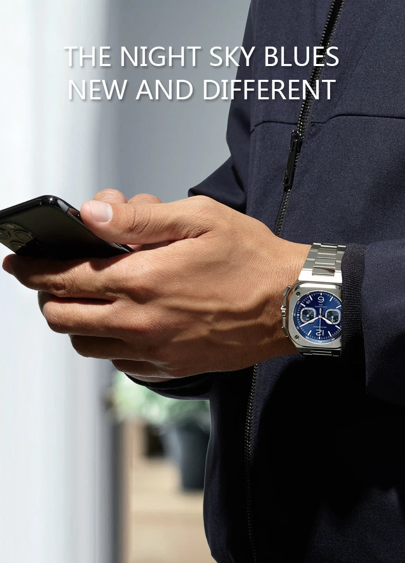New Specht&Sohne Quartz Watches For Men Vk63 Fashion Sports Watches Rubber Strap Sapphire 50M Waterproof Relogio Masculino