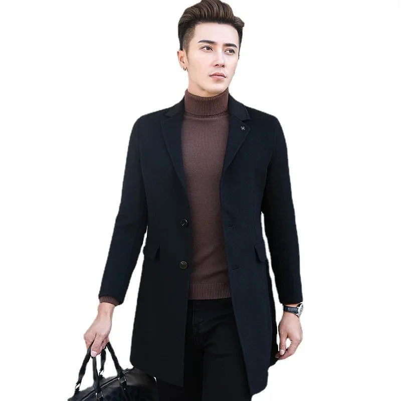 2024 Autumn and Winter New Double-sided Woolen Wool Coat Men's Self-cultivation Cashmere Trend Overcoat Men