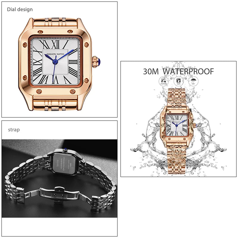 Fashion Steel Square Watch Women Waterproof Luxury Exquisite Quartz Retro Wristwatch Ladies Casual Brand Girl Hand Wrist Clock