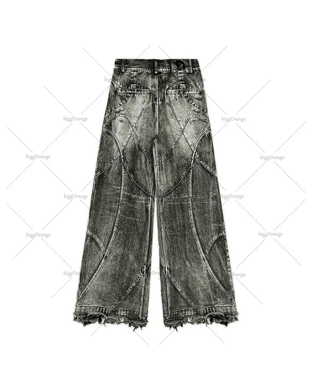 Y2K Destroyed Stitching Jeans Men's Black Washed Jeans Gothic Style Street Trend Clothing Retro Loose Wide Leg Pants Fall Guys