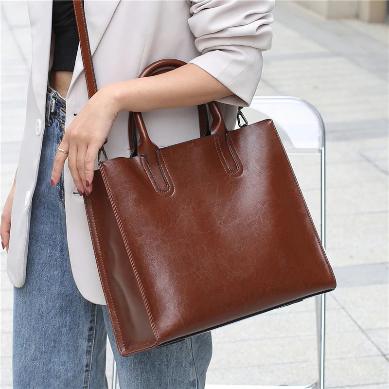 Burminsa Cowhide Genuine Leather Large Tote Handbags For Women 2024 Trend Designer Commuter Satchel Shopper Female Shouder Bags