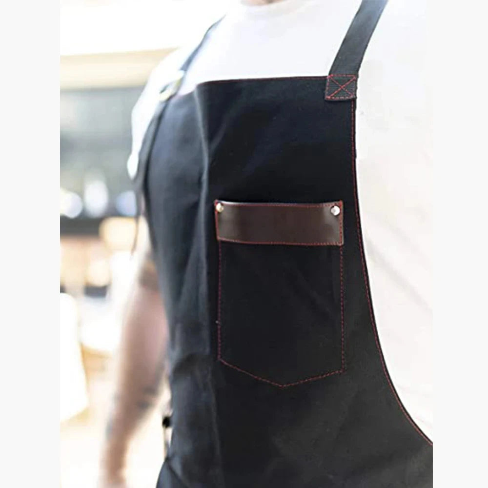 Kitchen Apron high quality For Pros Chef Waterproof Cooking  Apron for Men Canvas With Pockets Fabric Barbecue Father Gift Apron