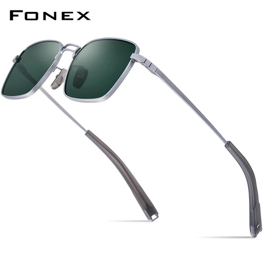 FONEX Titanium Sunglasses Men 2023 New Fashion Retro Vintage Square High Quality Nylon Lens UV400 Sun Glasses Women MRX-8827T