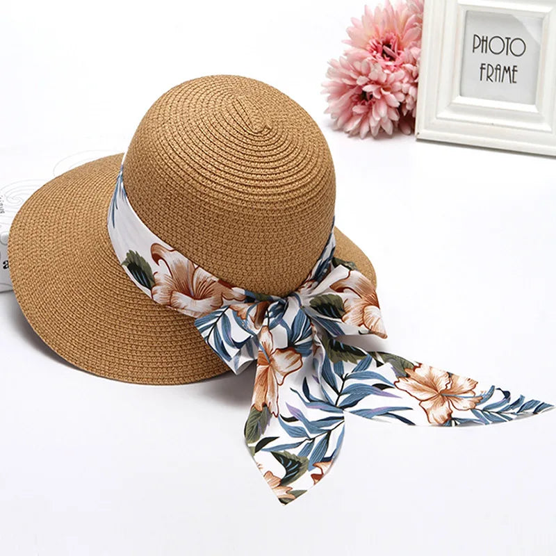 Beach hat for women summer Bohemian sun protection straw hat bowkont visor sun hat sombrero Big eaves straw woven fisherman hat
