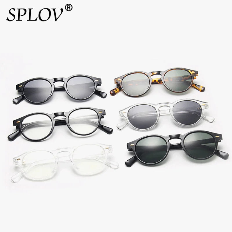 Small Round Sunglasses Men Women Vintage Brand Black Leopard Green TransGrey Shades AntiBlue Light Glasses Trendy Clear Eyewear