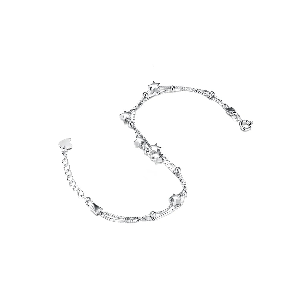 LEKANI Real 925 Sterling Silver Romantic Star Bracelet Gift For Female Elegant Fine Jewerely For Woman Free Shipping