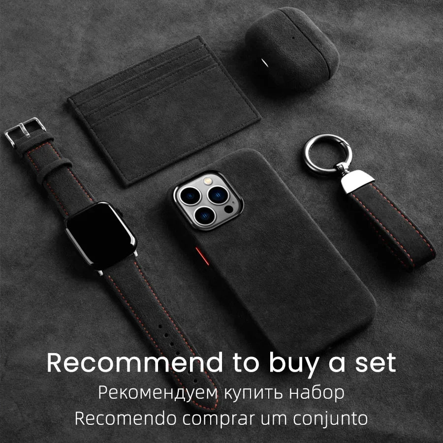 YMW Magnetic ALCANTARA Case for iPhone 15 Pro Max 14 13 12 mini Luxury Business Supercar Interior Same Suede Leather Phone Cover