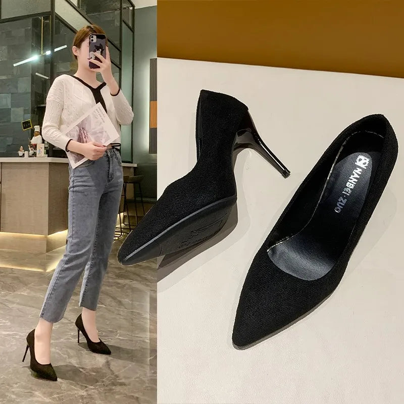 Women New Women Pumps Suede High Heels  Fashion Office Stiletto Party Shoes Female Comfort Women Heels