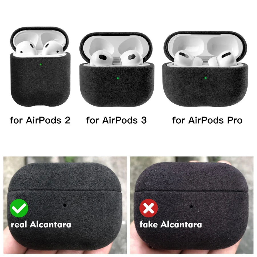 ALCANTARA Case for AirPods Pro 2 Luxury Artificial Leather Cases for AirPods 3 2 & 1 Wireless Bluetooth Headset Turn fur Cover