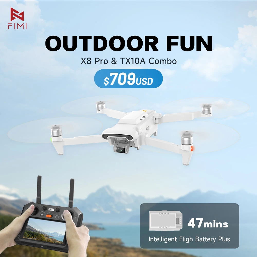 FIMI X8 Pro Drone 4K professional 3-axis Gimbal camera 1/1.3"CMOS Sensor Obstacle Sensing 15KM range GPS X8pro2023 FIMI RC Store