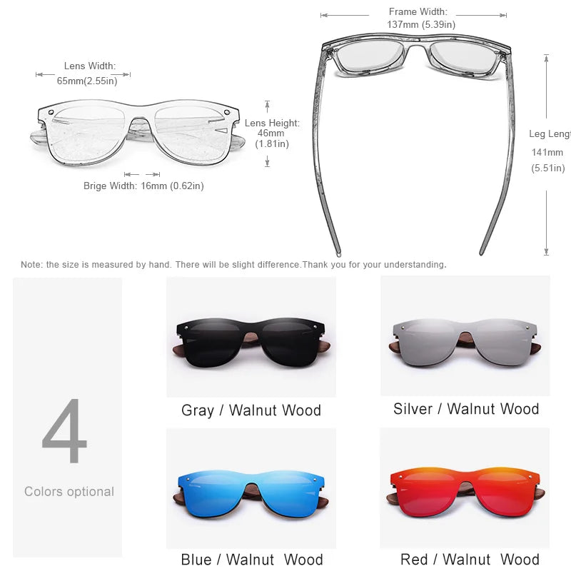 GXP Handmade Walnut Sunglasses For Men Wooden Polarized UV400 Glasses High Quality Anti-reflection Women Outdoor Eyewear
