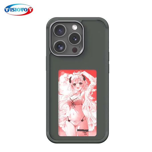NFC Smart Phone Cases For 13 14 15 Pro Max E ink Screen Phone Covers Back Cases With Protector Anime Cartoon Fundas Battery Free