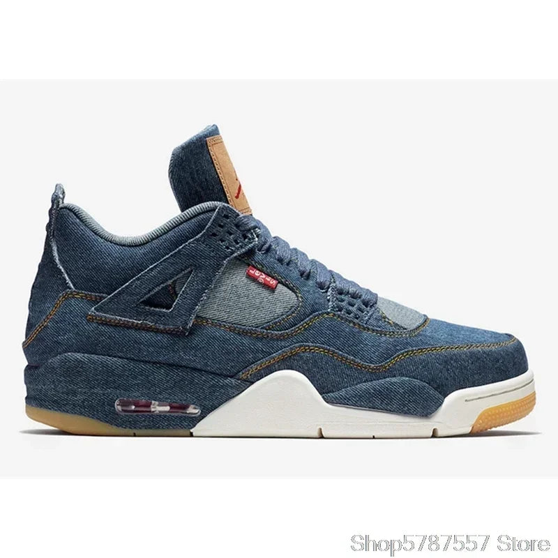 Nike Air Jordan 4 Denim AJ4 Breathable Men's New Arrival Authentic Basketball Shoes Sports Sneakers