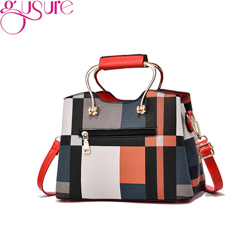 Gusure Fashion Women's Handbags Plaid Designer Shoulder Crossbody Bags for Lady Retro Travel Shopper Totes Luxury Purse bolsa