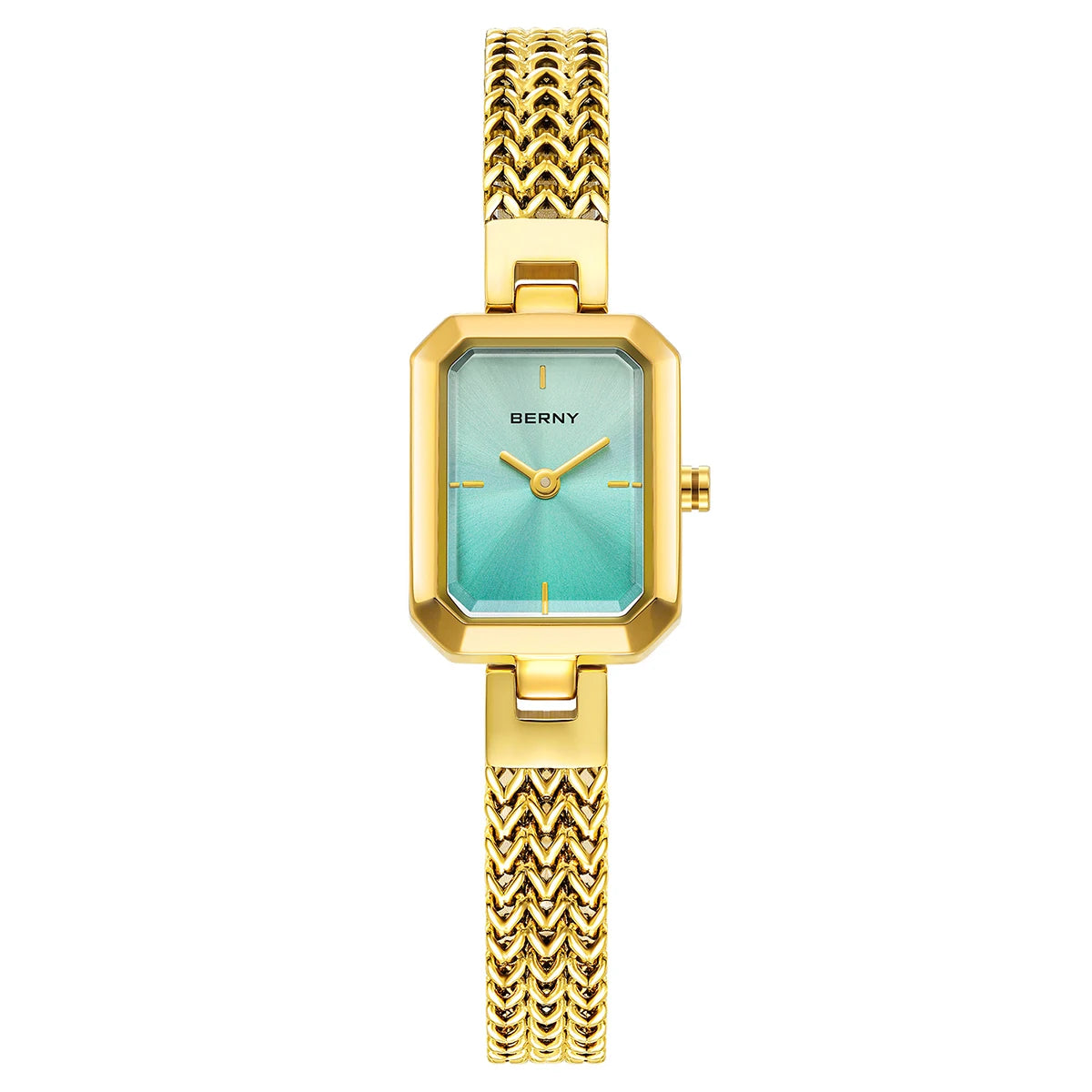 BERNY Rectangle Women Watch Golden Quartz Fashion Minimalist Wrist Watches 3ATM Stainless Steel Watch Band Gold Ladies Watches