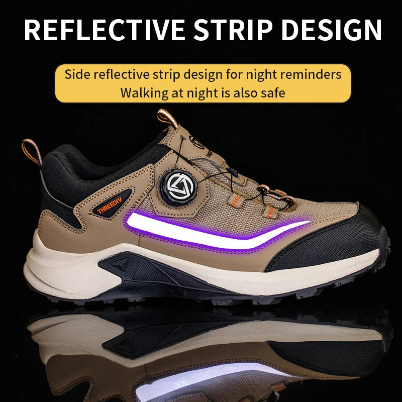 Rotating Buttons Work Shoes Men Wear Resistant Safety Shoes High-quality Men Boots Steel Toe Shoes Breathable Protective Shoes