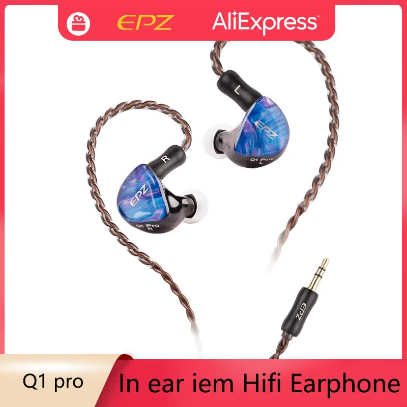 EPZ Q1 Pro Yunshuilan Earphones Wired HIFI Bass Earbuds IEM In Ear Gaming Headphones MIC 0.78 2 Pin Detachable Cable Earbuds