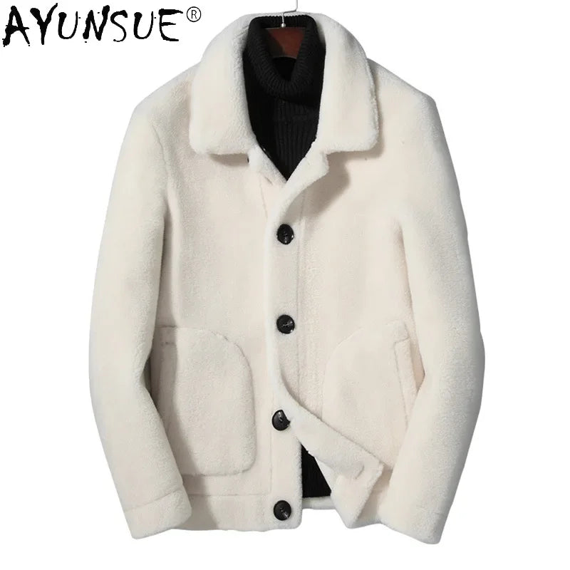 AYUNSUE 2021 Winter Jacket Men 100% Wool Fur Coat Male Autumn Coats Mens Clothes Double-side Wear Jackets Ropa Hombre LXR862
