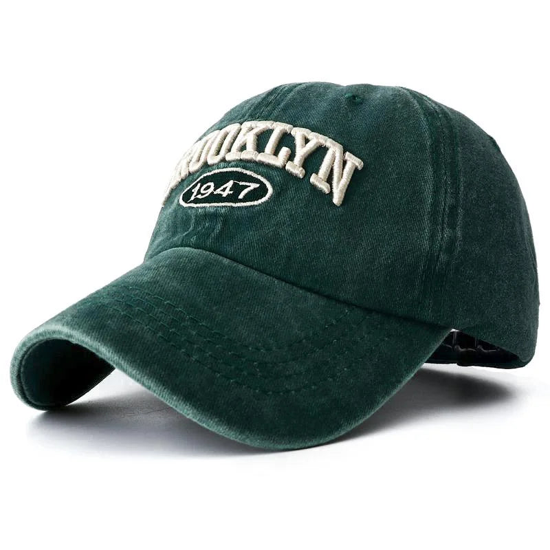 2023 High Quality Brooklyn Embroidery Snapback Hat for Men Vintage Black Green Washed Baseball Caps for Women Gorras Hombre